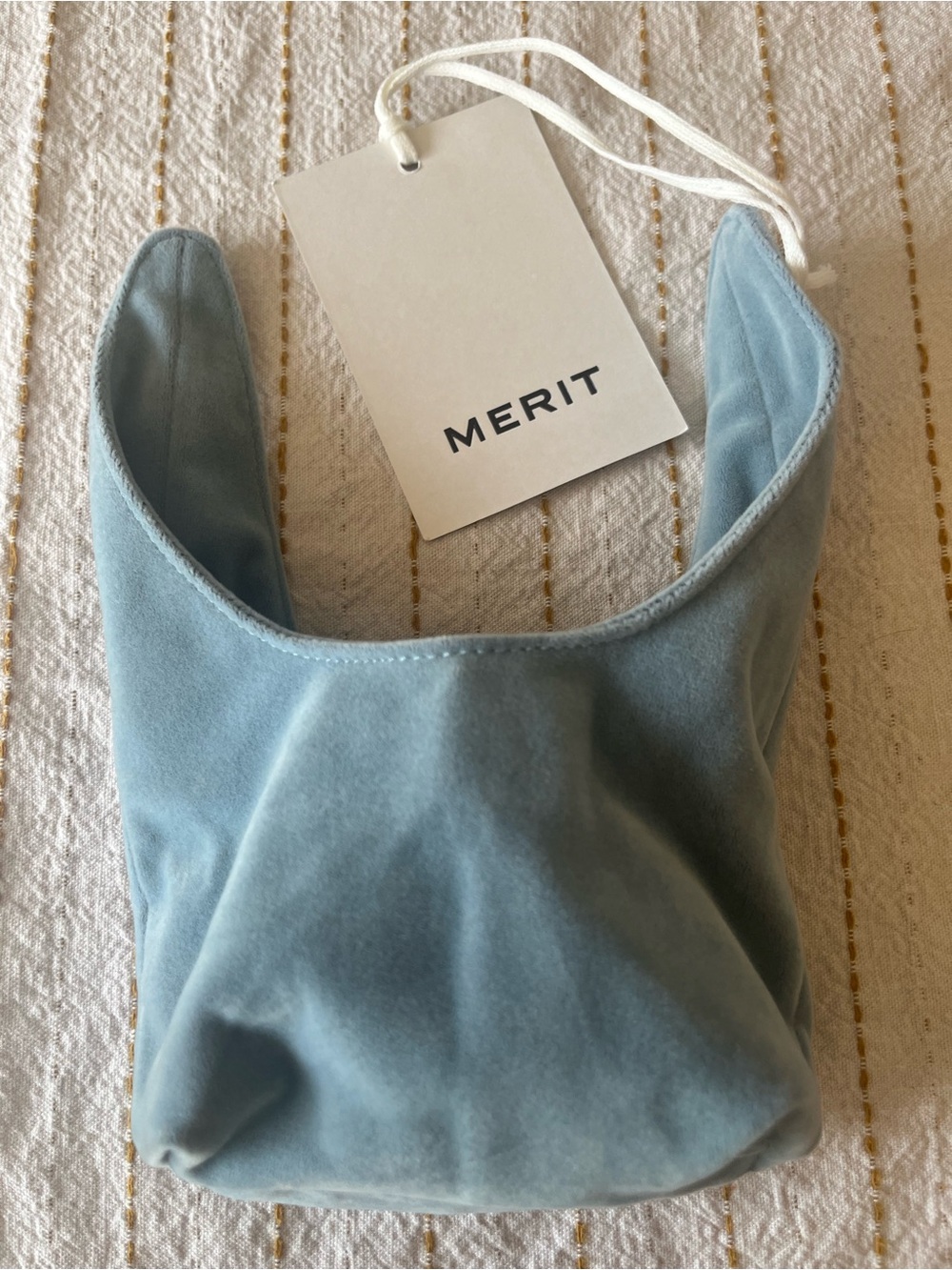 Merit Sky Blue Velvet Cosmetic Pouch